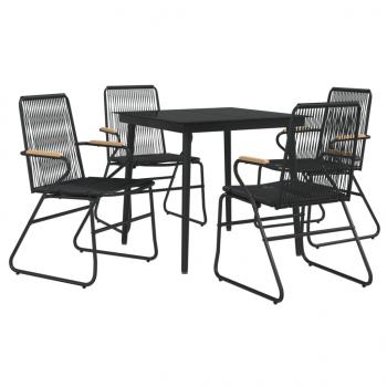 5-tlg. Garten-Essgruppe Schwarz PVC Rattan