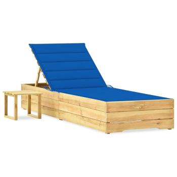 ARDEBO.de - Garten-Sonnenliege mit Tisch und Auflage Kiefer Imprägniert