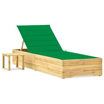 ARDEBO.de - Garten-Sonnenliege mit Tisch und Auflage Kiefer Imprägniert