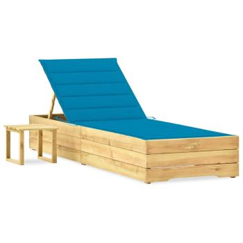 ARDEBO.de - Garten-Sonnenliege mit Tisch und Auflage Kiefer Imprägniert