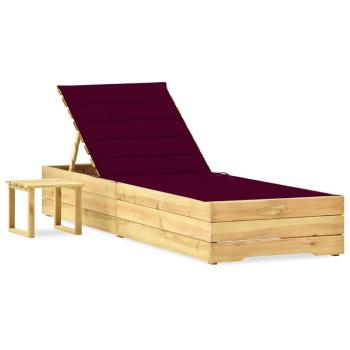 ARDEBO.de - Garten-Sonnenliege mit Tisch und Auflage Kiefer Imprägniert