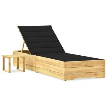 ARDEBO.de - Garten-Sonnenliege mit Tisch und Auflage Kiefer Imprägniert
