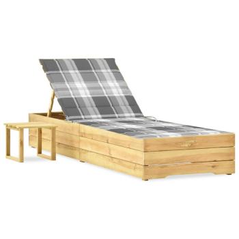 ARDEBO.de - Garten-Sonnenliege mit Tisch und Auflage Kiefer Imprägniert