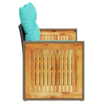 ARDEBO.de - Gartensofa mit Kissen 2-Sitzer Schwarz Poly Rattan