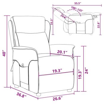 Massagesessel Dunkelbraun Stoff