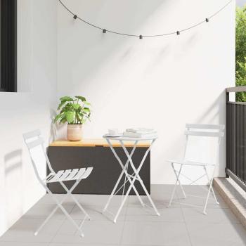 ARDEBO.de - Klappgartenstühle 2er Set Weiß Stahl