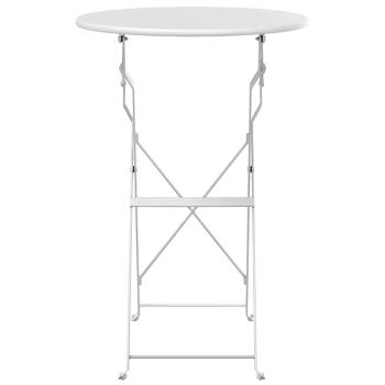 Faltbarer Bistrotisch Weiß Ø50x71 cm Pulverbeschichteter Stahl