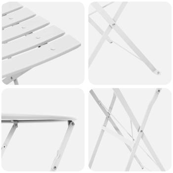 3-teiliges klappbares Bistro-Set in Weiß aus Stahl