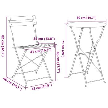3-teiliges Klapp-Bistro-Set in Senfgelb aus Stahl