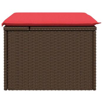 Gartenhocker mit Kissen Braun 55x55x37 cm Poly Rattan