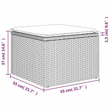 Gartenhocker mit Kissen Braun 55x55x37 cm Poly Rattan