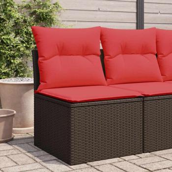 Gartensofa ohne Armlehnen mit Kissen Braun Poly Rattan