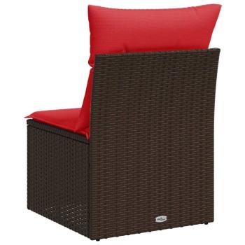 Gartensofa ohne Armlehnen mit Kissen Braun Poly Rattan