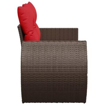 Gartensofa mit Kissen 2-Sitzer Braun Poly Rattan