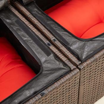 Gartensofa mit Kissen 2-Sitzer Braun Poly Rattan