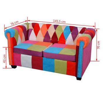 Chesterfield-Sofa 2-Sitzer-Sofa Stoff