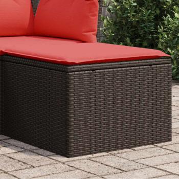 Gartenhocker mit Kissen Braun 55x55x37 cm Poly Rattan
