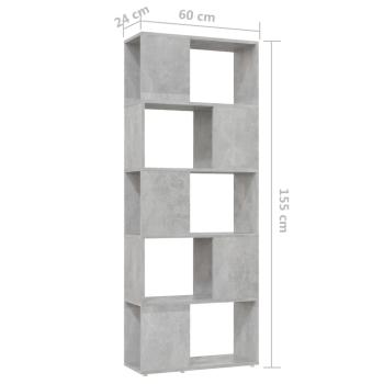 Bücherregal Raumteiler Betongrau 60x24x155 cm