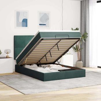 ARDEBO.de - Ottoman-Bett mit Matratzen Dunkelgrün 140x190 cm Samt