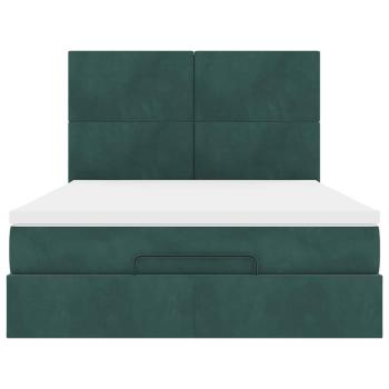 Ottoman-Bett mit Matratzen Dunkelgrün 140x190 cm Samt
