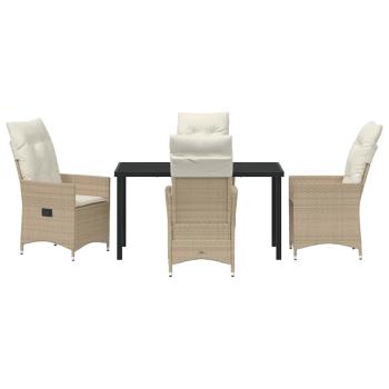 5-teiliges Garten-Dining-Set mit Kissen Beige Poly-Rattan