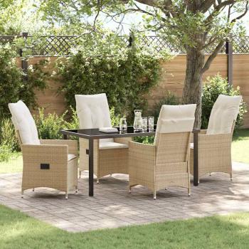 ARDEBO.de - 5-teiliges Garten-Dining-Set mit Kissen Beige Poly-Rattan