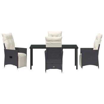 5-teiliges Garten-Dining-Set mit Kissen Schwarzer Poly-Rattan