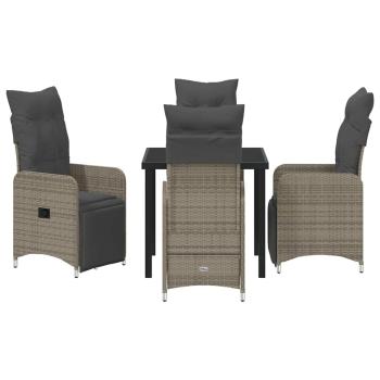 5-teiliges Garten-Dining-Set mit Kissen Beige Poly Rattan