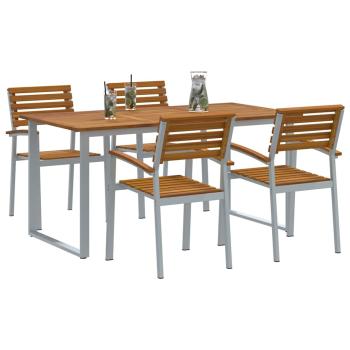 5-teilige Essgruppe Garten aus massivem Akazienholz und Metall