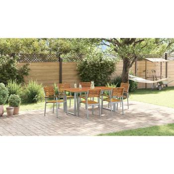 7-teiliges Gartenset aus massivem Akazienholz und Metall