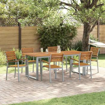 ARDEBO.de - 7-teiliges Garten-Essset aus solidem Akazienholz und Metall