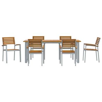 7-teiliges Garten-Essset aus solidem Akazienholz und Metall