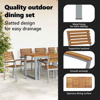 9-teiliges Gartendienst-Set aus solidem Akazienholz und Metall