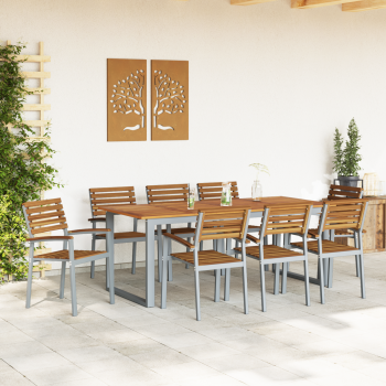 9-teiliges Gartendienst-Set aus solidem Akazienholz und Metall