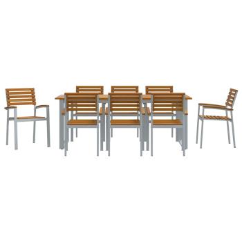 9-teiliges Gartendienst-Set aus solidem Akazienholz und Metall