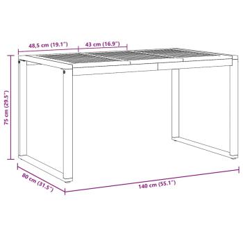 5-teiliges Garten-Esszimmer-Set aus Massivholz Akazie und Metall
