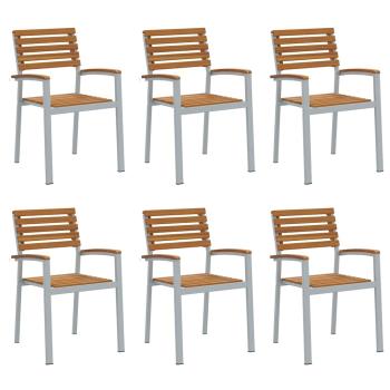 Stapelbare Gartenstühle 6 Stück Massivholz Akazie und Metall