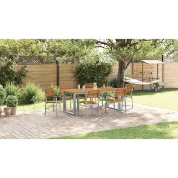 Stapelbare Gartenstühle 6 Stück Massivholz Akazie und Metall