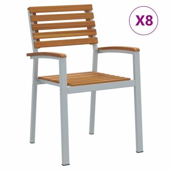 Stapelbare Gartenstühle 8 Stück Solid Wood Akazie und Metall