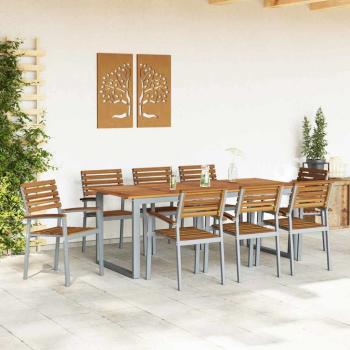 Stapelbare Gartenstühle 8 Stück Solid Wood Akazie und Metall
