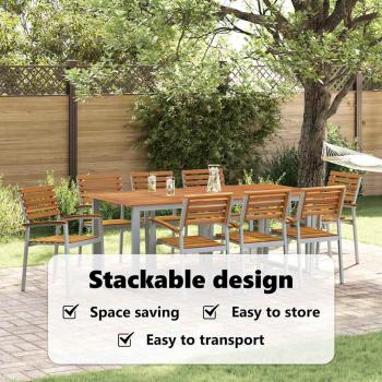 Stapelbare Gartenstühle 8 Stück Solid Wood Akazie und Metall