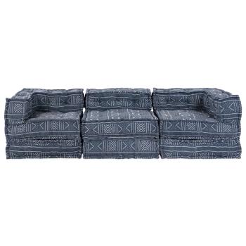 Puff-Schlafsofa 3-Sitzer Modular Indigo Stoff