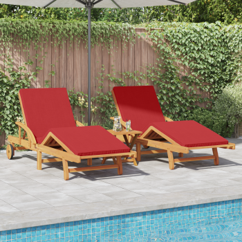 Sonnenliege 2 pcs Rot 200 x 67 x 84 cm Massivholz Akazie