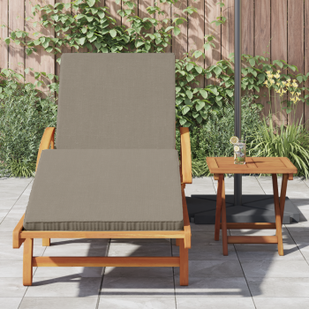Sonnenliege mit Kissen und Tisch Taupe Massivholz Akazie, Faltbare Sonnenliege mit Rädern und Kissen Taupe Massivholz Akazie