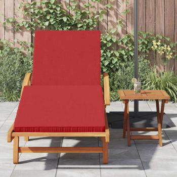 Sonnenliege mit Kissen und Tisch aus rotem Akazienholz, Faltliege mit Rädern & Kissen aus rotem Akazienholz