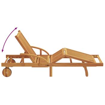 Sonnenliegen 2 Stk mit Kissen und Tisch Beige Massivholz Akazie, Klappbare Sonnenliege mit Rollen & Kissen Beige Massivholz Akazie
