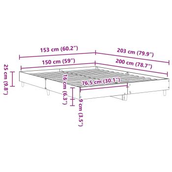 Bettgestell Schwarz-Eiche 150x200 cm Sperrholz