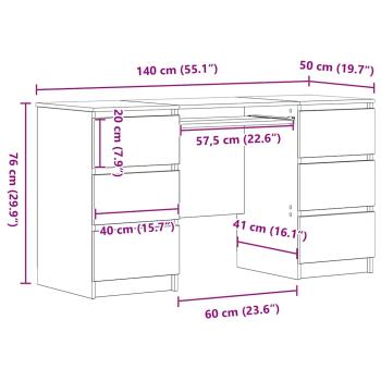 Schreibtische 2 Stück Schwarz Eiche 140x50x76 cm Holzwerkstoff