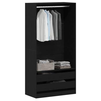 Kleiderschrank in Schwarz und Eiche, 100x50x200 cm, aus Holzwerkstoff
