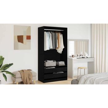 Kleiderschrank in Schwarz und Eiche, 100x50x200 cm, aus Holzwerkstoff